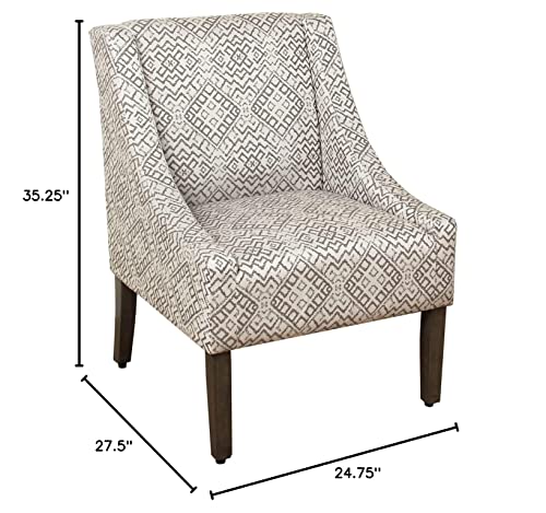 HomePop Modern Swoop Arm Accent Chair, Gray Geometric