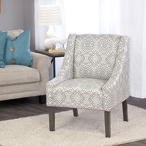 HomePop Modern Swoop Arm Accent Chair, Gray Geometric