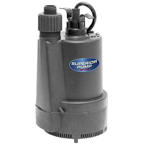 Superior Pump 91330 1/3 HP Thermoplastic Submersible Utility Pump with 10-Foot Cord