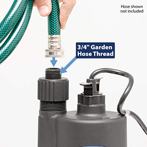 Superior Pump 91330 1/3 HP Thermoplastic Submersible Utility Pump with 10-Foot Cord