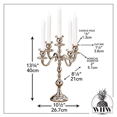 WHW Whole House Worlds Hamptons Five Arm Silver Candelabra, Hand Crafted of Silver Aluminum Nickel, Over 1 Ft Tall (13.75 Inches) from The Hotel Resort Collection