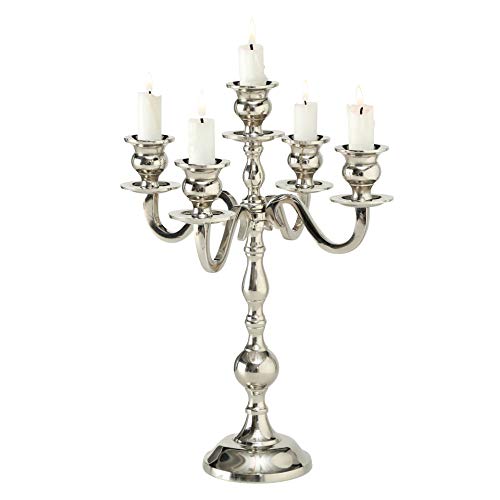 WHW Whole House Worlds Hamptons Five Arm Silver Candelabra, Hand Crafted of Silver Aluminum Nickel, Over 1 Ft Tall (13.75 Inches) from The Hotel Resort Collection