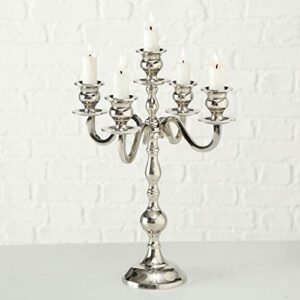 WHW Whole House Worlds Hamptons Five Arm Silver Candelabra, Hand Crafted of Silver Aluminum Nickel, Over 1 Ft Tall (13.75 Inches) from The Hotel Resort Collection