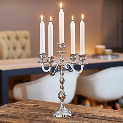 WHW Whole House Worlds Hamptons Five Arm Silver Candelabra, Hand Crafted of Silver Aluminum Nickel, Over 1 Ft Tall (13.75 Inches) from The Hotel Resort Collection