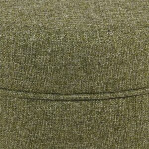 Homepop Home Decor | Upholstered Round Storage Ottoman | Ottoman with Storage for Living Room & Bedroom, Green Tweed