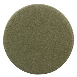 Homepop Home Decor | Upholstered Round Storage Ottoman | Ottoman with Storage for Living Room & Bedroom, Green Tweed