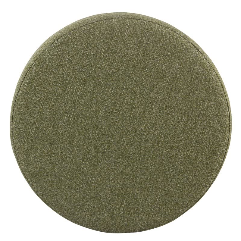 Homepop Home Decor | Upholstered Round Storage Ottoman | Ottoman with Storage for Living Room & Bedroom, Green Tweed