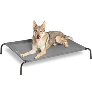 bedsure large elevated cooling outdoor dog bed – raised dog cots beds for large dogs, portable indoor & outdoor pet hammock bed with skid-resistant feet, frame with breathable mesh, grey, 49 inches