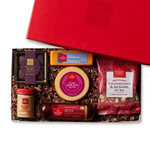hickory farms favorite flavors gift box | gourmet food gift basket perfect for family, birthday, sympathy, congratulations gifts, retirement, thinking of you, business and corporate gifts