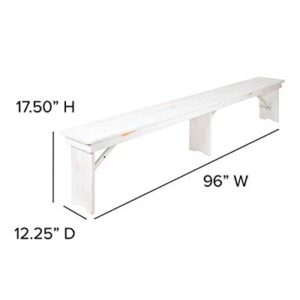 Flash Furniture HERCULES Series 9' x 40" Antique Rustic White Folding Farm Table and Two Bench Set