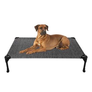 veehoo cooling elevated dog bed, portable raised pet cot with washable & breathable mesh, no-slip rubber feet for indoor & outdoor use, large, black silver