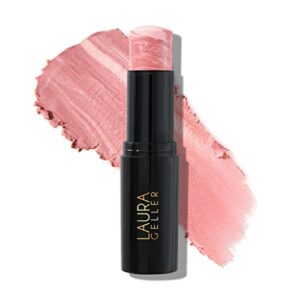 laura geller new york italian marble blush makeup stick | cream finish marbleized blush for cheeks, pink fiore