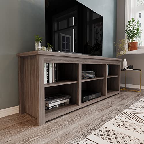 Flash Furniture Kilead Farmhouse TV Stand for up to 80" TVs-65 Engineered Wood Framed Media Console with Open Storage, 65", Gray Wash Oak