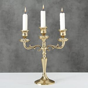 WHW Whole House Worlds Hamptons Three Arm Gold Candelabra, Hand Crafted of Aluminum, 10.25 Inches High, Weighted