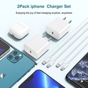 [2Pack]iPhone 14 13 12 Fast Charger, [Apple MFi Certified] 6ft long Type C to Lightning Cable Fast Charging, Apple USB C Charger Block for iPhone14/13/13Pro Max/12/12 Pro Max/11/11Pro Max/XS/XR/X,iPad