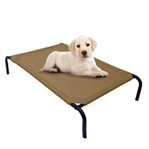 phyex heavy duty steel-framed portable elevated pet bed, elevated cooling pet cot, 33″ l x 19″ w x 7.5″ h(s, brown)