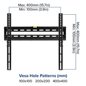 Flash Furniture FLASH MOUNT Tilt TV Wall Mount with Built-In Level - Max VESA Size 400 x 400mm - Fits most TV's 32" - 55" (Weight Capacity 120LB)
