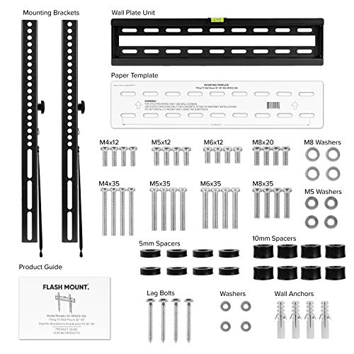 Flash Furniture FLASH MOUNT Tilt TV Wall Mount with Built-In Level - Max VESA Size 400 x 400mm - Fits most TV's 32" - 55" (Weight Capacity 120LB)