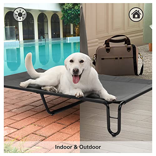 pettycare Outdoor Elevated Dog Bed Cot, Raised Dog Cots Beds, No Screws, Stable Frame & Durable Supportive Teslin Recyclable Mesh, Breathable, Indoor and Outside Pet Beds, Fits up to 85 lbs
