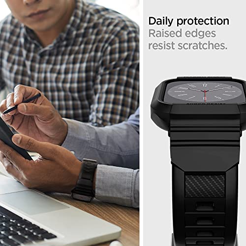 Spigen Rugged Armor Pro Compatible with Apple Watch Case with Band Series 8/7 (45mm) and Series SE2/6/SE/5/4 (44mm) - Black