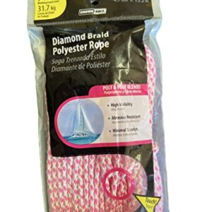 Everbilt 3/16 in. x 50 ft. White/Pink Diamond-Braid Poly Rope