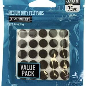 Brown Medium-Duty Self-Adhesive Round 3/8 in. Felt Pads (75-Pack)