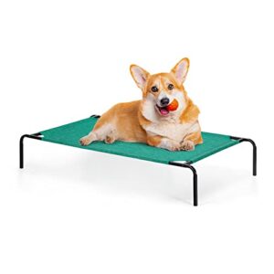 elevated dog bed cooling dog cat cot indoor outdoor waterproof pet bed portable raised pet cot for small medium dogs cats, green