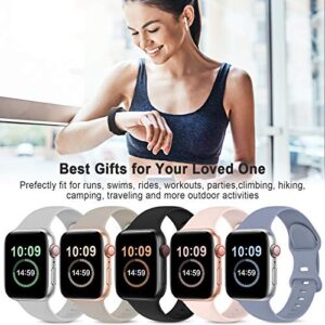 OYODSS 5 Pack Bands Compatible with Apple Watch Band 38mm 40mm 41mm 42mm 44mm 45mm 49mm, Silicone Sport Strap for iWatch Ultra SE Series 8 7 6 5 4 3 2 1 Women PinkSand/Stone/Lavender Gray/Black/Gray