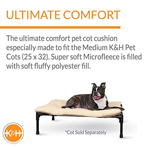 K&H Pet Products Original Pet Cot Microfleece Pad - Tan, Medium 25 X 32 Inches