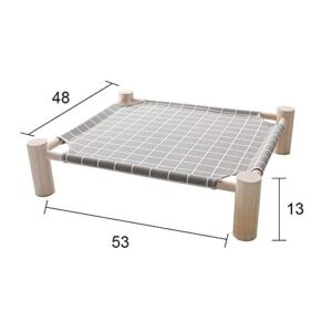 NP Elevated Small Size Pet Cot, Portable Raised Dog and Cat Bed, Disassembled and Assemble,Use Nature Wood and Washable Cotton Cloth,for Pets Under 40Ibs19 x 21 X 5 Inches (Grey and White)