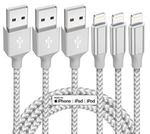 iphone charger 3 pack 10 ft apple mfi certified lightning cable nylon braided cable iphone charger fast charging cord compatible with iphone 13 12 11 pro max xr xs x 8 7 6 plus se ipad and more