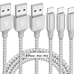 iPhone Charger 3 Pack 10 ft Apple MFi Certified Lightning Cable Nylon Braided Cable iPhone Charger Fast Charging Cord Compatible with iPhone 13 12 11 Pro Max XR XS X 8 7 6 Plus SE iPad and More