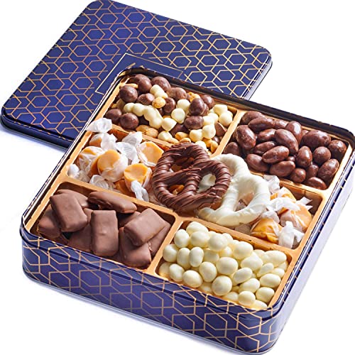 Hazel & Creme Chocolate Gift Basket - Chocolate Assortment Gift Box - Gourmet Gift Food, Holiday, Birthdays, Sympathy, Corporate Gift Tin Him and Her