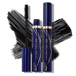 laura geller new york always there waterproof lengthening mascara duo in black | long-lasting mascara for volume and length 2pc set