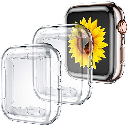 GEAK for Apple Watch Case 40mm Series 6 Series 5 with Screen Protector, 3 Pack Soft Transparent TPU All-Around Protective Case for iWatch Series 4 40mm (3Clear)