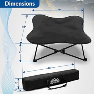 Portable Elevated Dog Bed | Folding Pet Cot for Indoor, Outdoor, Traveling, Camping | Fold Up Steel Frame with Padded Cushion Canopy | Raised Travel Lounger for Large, Small, Dogs, Cats, up to 100 lb.