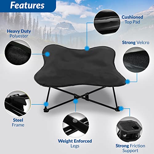 Portable Elevated Dog Bed | Folding Pet Cot for Indoor, Outdoor, Traveling, Camping | Fold Up Steel Frame with Padded Cushion Canopy | Raised Travel Lounger for Large, Small, Dogs, Cats, up to 100 lb.