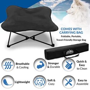 Portable Elevated Dog Bed | Folding Pet Cot for Indoor, Outdoor, Traveling, Camping | Fold Up Steel Frame with Padded Cushion Canopy | Raised Travel Lounger for Large, Small, Dogs, Cats, up to 100 lb.