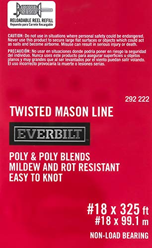 #18 x 325 ft. White Twisted Polypropylene Mason Twine (4 Pack), Rot Proof, Resists Oil, Gasoline & Most Chemicals, Great for Contractors, Masonry, Carpentry, Construction and Home Use