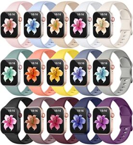 geak 15 pack compatible with apple watch bands 40mm 38mm 44mm 42mm 41mm 45mm 49mm for women,soft silicone sport apple watch band replacement strap compatible for iwatch series 8 7 6 5 4 3 2 1 se ultra