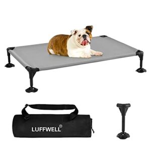 large elevated dog bed, portable raised pet cot, chew proof dog bed platform with adjustable anti-slip feet, waterproof pet bed, breathable mesh large dog beds great for outdoor & indoor