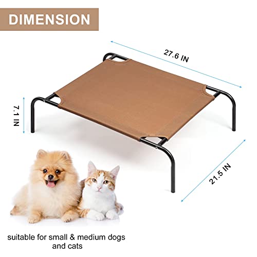 Pet Cot Elevated Dog Cat Bed Portable Raised Pet Bed Durable Indoor & Outdoor Waterproof Dog Crates for Small & Medium Pets, Brown