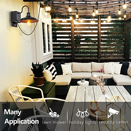 OUPAVOCS Outdoor Light with GFCI Outlet, Black Porch Light, Waterproof Exterior Barn Wall Lights Fixture with Plug, Farmhouse Sconce Wall Mount, Outside Lights for House, Garage, Patio, 2-Pack