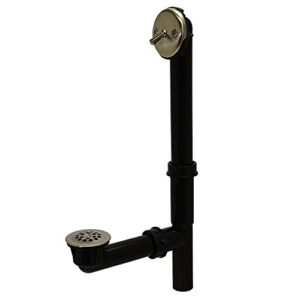 everbilt trip lever 1-1/2 in. black poly pipe bath waste and overflow drain in brushed nickel