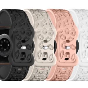 CreateGreat Engraved Bands Compatible with Apple Watch Band 41mm 40mm 38mm, Leopard Carve Pattern Soft Silicone Strap Compatible with iWatch Series 8 7 6 5 4 3 2 1 SE, Women Men,Leopard.4PCS-A