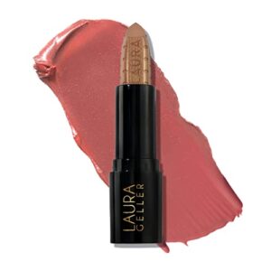 laura geller new york gorgeous in gold rich full-coverage lipstick, limited edition gold frosted lip color, brilliant in blush