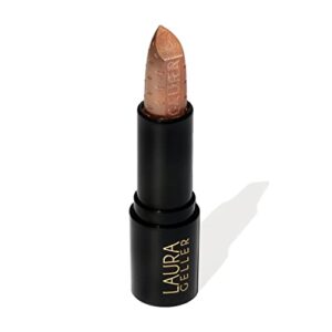 LAURA GELLER NEW YORK Gorgeous in Gold Rich Full-Coverage Lipstick, Limited Edition Gold Frosted Lip Color, Brilliant in Blush