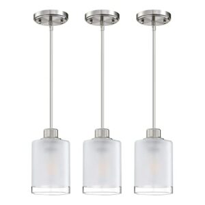 dolaimi house 3 pack 1-light pendant ceiling light industrial farmhouse fixture clear frosted glass with brushed nickel finish for bedroom hallway dining room entryway kitchen cafe bar