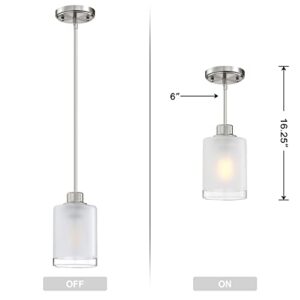 Dolaimi House 3 Pack 1-Light Pendant Ceiling Light Industrial Farmhouse Fixture Clear Frosted Glass with Brushed Nickel Finish for Bedroom Hallway Dining Room Entryway Kitchen Cafe Bar
