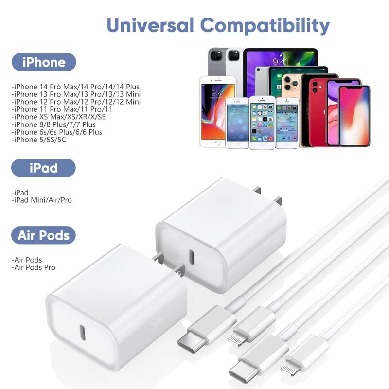 【Apple MFi Certified】10FT iPhone Charger,Long 10Feet Fast Apple Charger USB C to Lightning Cable Cord 2Pack Type C Wall Charger Box Block Plug for iPhone 14/14 Pro Max/14 Plus/13/13 Mini/12/11/X/XR/SE